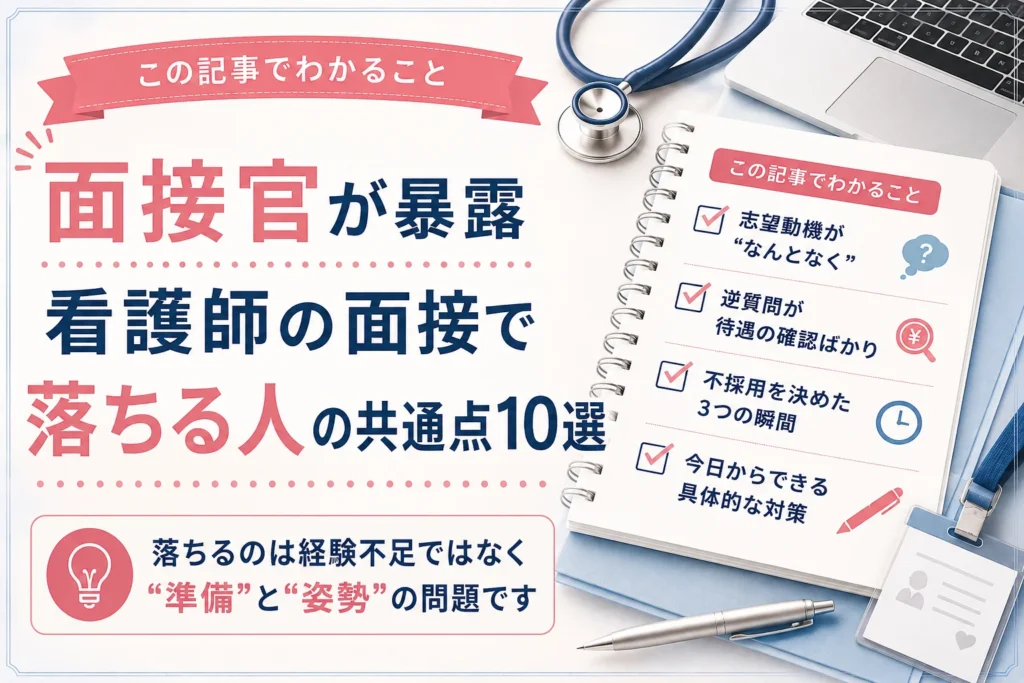 この記事でわかること:志望動機が“なんとなく”/逆質問が待遇の確認ばかり/不採用を決めた3つの瞬間/今日からできる具体的な対策