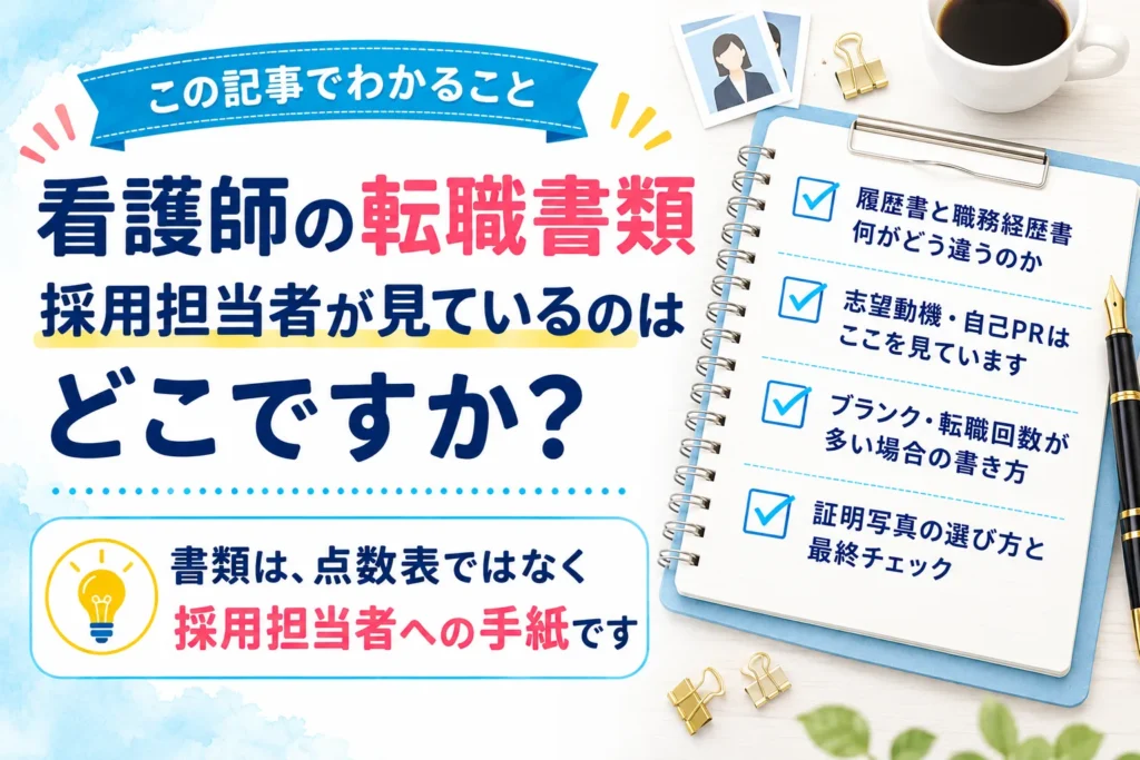 この記事でわかること:履歴書と職務経歴書 何がどう違うのか/志望動機・自己PRはここを見ています/ブランク・転職回数が多い場合の書き方/証明写真の選び方と最終チェック